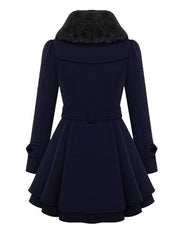 Inrosy manteau patineuse avec fausse fourrure col double boutonnage femme élégant hiver parka