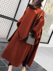 Inrosy longue manteau en laine fendu le côté ceinture oversized femme veste