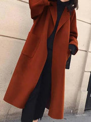 Inrosy longue manteau en laine fendu le côté ceinture oversized femme veste