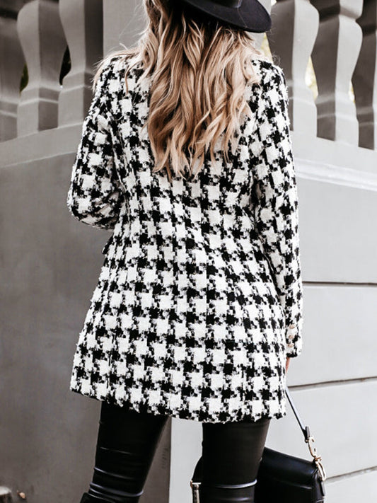 Inrosy manteau pied de poule double boutonnage femme blazer