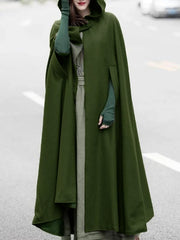 Inrosy longue poncho manteau en laine capuche asymétrique mode femme cape