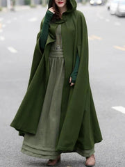 Inrosy longue poncho manteau en laine capuche asymétrique mode femme cape