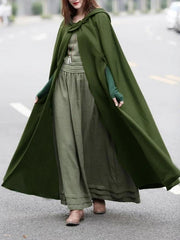 Inrosy longue poncho manteau en laine capuche asymétrique mode femme cape