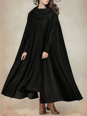 Inrosy longue poncho manteau en laine capuche asymétrique mode femme cape