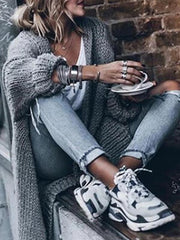 Inrosy longue cardigan en grosse maille femme oversized gris