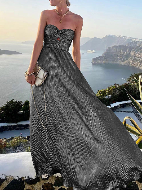 Inrosy longue robe bronzage bustier sans manches femme élégant de soirée