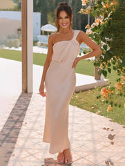 Inrosy robe demoiselle d'honneur satin trapèze bustier sans manches femme élégant doux invité mariage