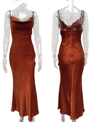 Inrosy robe demoiselle d'honneur satin moulante dos nu à fines brides élégant femme de soirée invité mariage