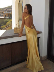 Inrosy robe de soirée longue moulante en satin dos nu une épaule sans manches femme élégant robe