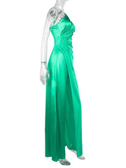 Inrosy robe longue en satin moulante une épaule fendu le côté dos nu sans manches femme élégant de soirée