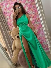 Inrosy robe longue en satin moulante une épaule fendu le côté dos nu sans manches femme élégant de soirée