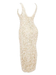 Inrosy robe longue moulante fendu appliques décolleté plongeant sans manches femme élégant de soirée pour mariage