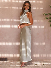 Inrosy robe tenue invité mariage femme licou sans manches femme élégant de soirée deux pièces robe demoiselle d'honneur