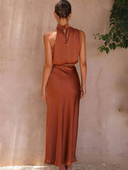 Inrosy robe tenue invité mariage femme licou sans manches femme élégant de soirée deux pièces robe demoiselle d'honneur