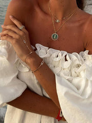 Inrosy robe longue col bateau fendu le côté manches bouffantes manches courtes femme décontracté ample de plage