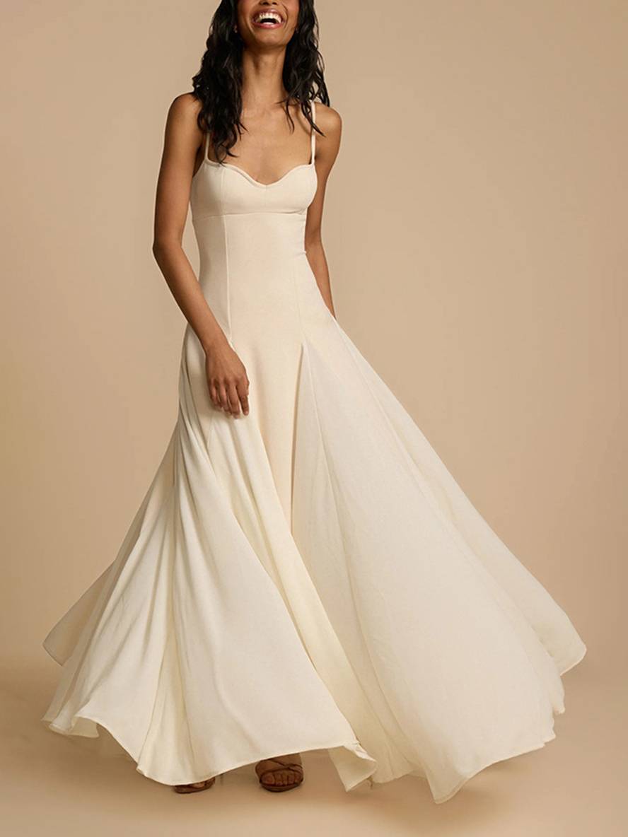 Inrosy robe longue fluide à fines brides sans manches femme élégant décontracté invité mariage bal de promo