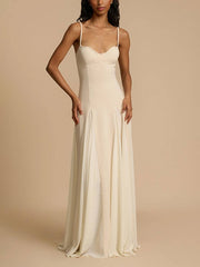 Inrosy robe longue fluide à fines brides sans manches femme élégant décontracté invité mariage bal de promo