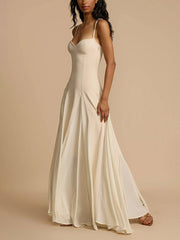 Inrosy robe longue fluide à fines brides sans manches femme élégant décontracté invité mariage bal de promo