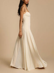 Inrosy robe longue fluide à fines brides sans manches femme élégant décontracté invité mariage bal de promo