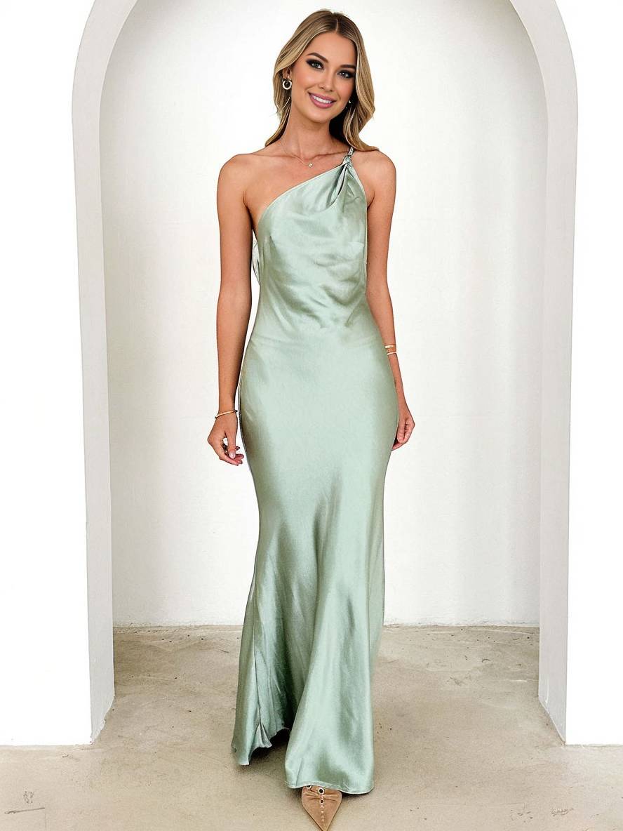 Inrosy robe demoiselle d'honneur satin dos nu à fines brides sans manches femme élégant de soirée invité mariage