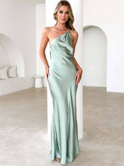 Inrosy robe demoiselle d'honneur satin dos nu à fines brides sans manches femme élégant de soirée invité mariage
