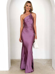 Inrosy robe demoiselle d'honneur satin dos nu à fines brides sans manches femme élégant de soirée invité mariage