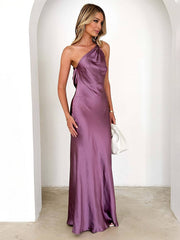 Inrosy robe demoiselle d'honneur satin dos nu à fines brides sans manches femme élégant de soirée invité mariage