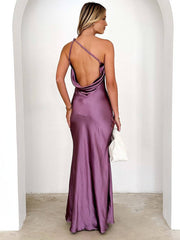 Inrosy robe demoiselle d'honneur satin dos nu à fines brides sans manches femme élégant de soirée invité mariage