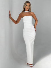 Inrosy robe longue moulante tulle bustier avec 2 pièces gants femme élégant vintage de soirée pour mariage