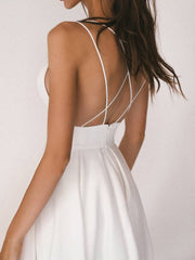 Inrosy mi-longue robe trapèze dos nu fines brides v-cou femme élégant de cocktail