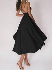 Inrosy mi-longue robe trapèze dos nu fines brides v-cou femme élégant de cocktail