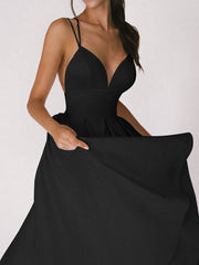 Inrosy mi-longue robe trapèze dos nu fines brides v-cou femme élégant de cocktail