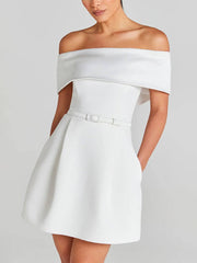 Inrosy robe patineuse moulante col bateau ceinture sans manches femme élégant décontracté de cocktail de fete