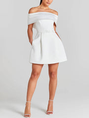 Inrosy robe patineuse moulante col bateau ceinture sans manches femme élégant décontracté de cocktail de fete