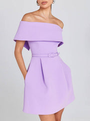 Inrosy robe patineuse moulante col bateau ceinture sans manches femme élégant décontracté de cocktail de fete