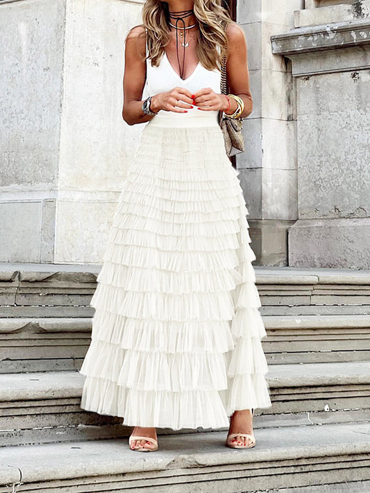 Inrosy longue jupe bouffante tutu tulle trapèze femme doux élégant mode