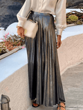 Inrosy jupe plissé à effet métallique taille haute femme mode décontracté argent