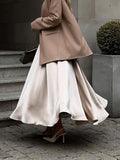 Inrosy longue jupe satin taille haute pour femme casual élégant mode décontracté automne hiver