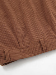 Inrosy mi-longue jupe cafe marron droit velours cotelé fendu femme casual élégant décontracté vintage