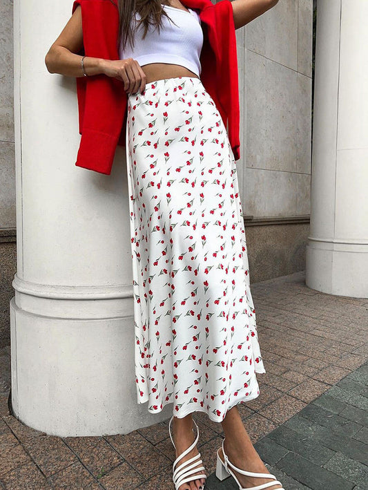 Inrosy jupe midi évasée trapèze imprimé à fleurs sirene femme casual élégant mode décontracté