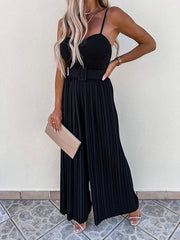 Inrosy combinaisons larges jambes évasé plissé ceinture bustier dos nu à fines brides sans manches femme décontracté
