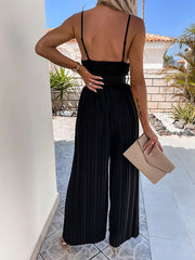 Inrosy combinaisons larges jambes évasé plissé ceinture bustier dos nu à fines brides sans manches femme décontracté