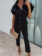 Inrosy combinaisons droit unicolore boutonnage poches femme casual mode décontracté