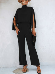 Inrosy combinaisons larges jambes évasé col montant noeud papillon dos nu manches raglan femme élégant décontracté ample
