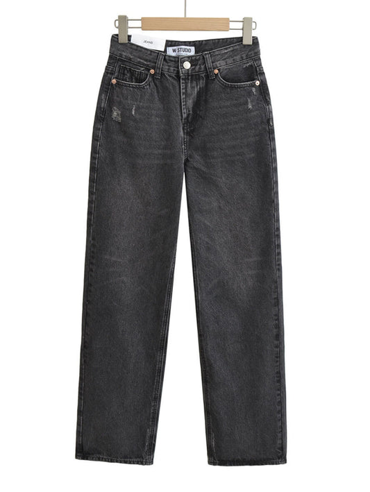 Inrosy jeans flare évasé femme boutons poches mi taille femme casual mode décontracté
