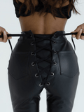 Inrosy leggings slim fitness poches avec à lacets femme mode noir