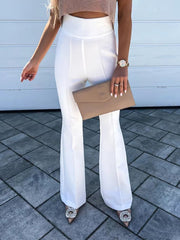 Inrosy pantalons flare évasé taille haute femme élégant mode décontracté
