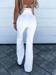 Inrosy pantalons flare évasé taille haute femme élégant mode décontracté