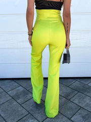 Inrosy pantalons flare évasé taille haute femme élégant mode décontracté