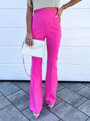 Inrosy pantalons flare évasé taille haute femme élégant mode décontracté